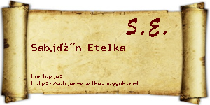 Sabján Etelka névjegykártya